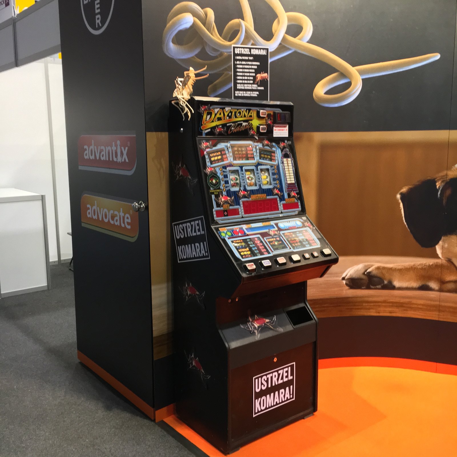 Automat do gry z napisem „Ustrzel komara